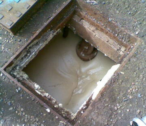 A foam filled chemical drain at Chapelcross